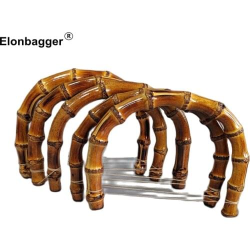 New 1 Pair Bamboo U Shape Rattan Handles For Classic Mini Women Handbag For Obag Bucket 18X14 Cm Purse Handles Purse Frames