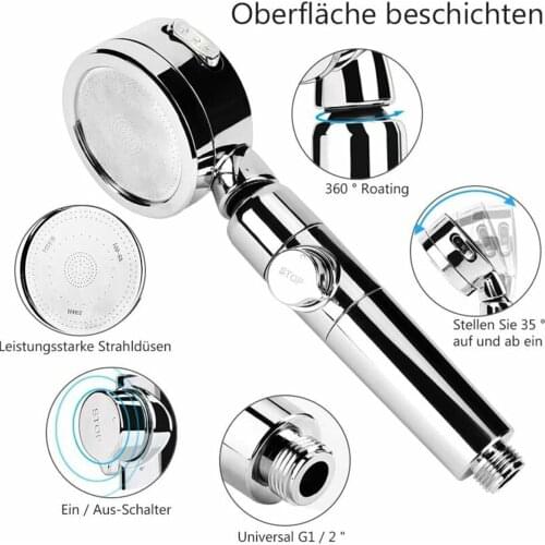 1pc Skin Care Hand Shower High Pressure 3 Modes On / Off Switch Shower Head Shower Water Saving Bathroom Pommeau Douche