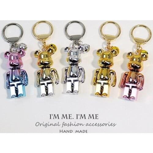 1Pcs Trendy Cute Little Bear Metal Color Key Chain For Bags Airpos Decoration Women Trinket Key Chains Ring Car Bag Pendent