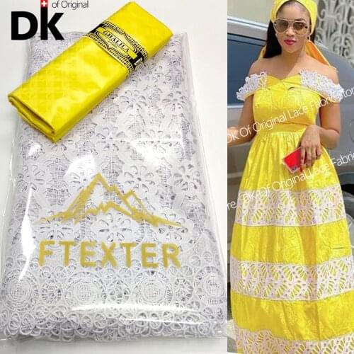 2.5+2.5 Yards Swiss Voile Lace With Basin Tissu Sewing Guinea Bazin Riche In Switzerland Senegal African Party Dress Fabric