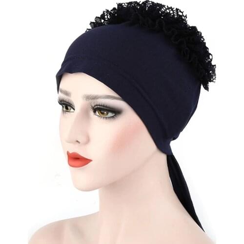 2018 New Style Flower Muslim Islamic Hijab Inner Caps Beanie Cap Sleep Turban Hat Caps Bonnet