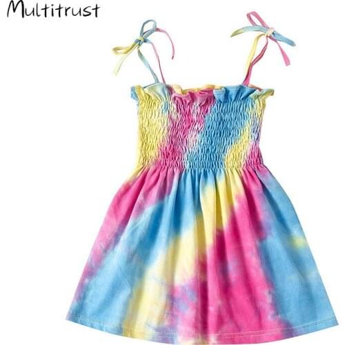 2020 Girls Sleeveless Dresses Summer Kids Sling Princess Gradient Dress Girls Cute Sundress 1-9 Years Childrens Clothing