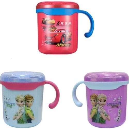 260ML 600ML Disney Water Cup 304 Stainless Steel Baby Tableware Dishes Bowl Feeding Infant Food Container Plate with Handle