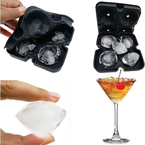 3pcs Creative Four Grids Diamond Pattern Ice Cube Mold Food Grade Silicone Ice-cream Dessert Ice Cube Mold Home Kitchen Supplies