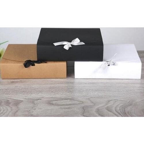 31*25.5*8cm 15pcs Black white Natural Kraft Paper Wedding gift Box Brown Paper white large clothing packaging carton box