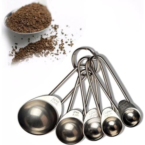 5pcs Kitchen Metal Measuring Spoon Cup Tea Coffee Sugar Cooking Baking Scoop Measuring Cups