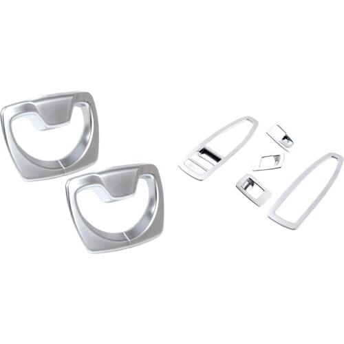 5Pcs Door And Window Control Switch Panel Cover For BMW 3 GT X1 & 2Pcs Chrome B Pillar Seat Safety Belt Frame Cover