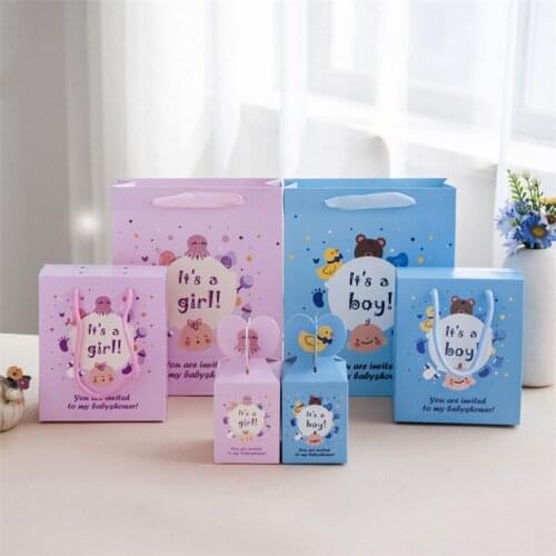 5pcs Cartoon Baby Birth Gift Bag Full Moon Banquet Paper Dragee Gift Boxes Children Birthday Party Favors and Gifts Packaging
