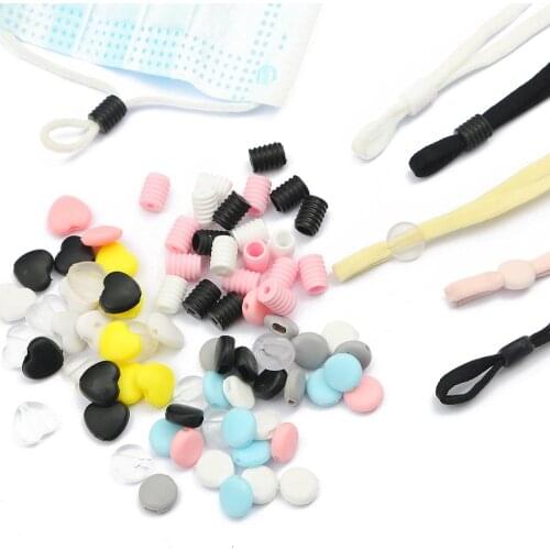50Pcs 6-11mm Mix Shape Anti-slip Mask Buckle Elastic Band Cap Plastic Flat Spiral Buckle Mask Stopper Ear Cord Drawstring Button