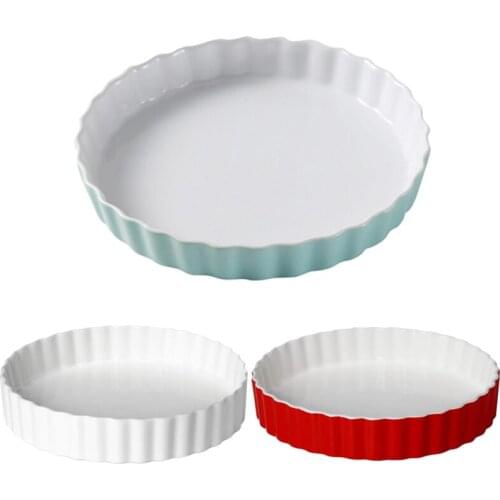 8 Inch Ceramic Round Cheese Baked Plate Pan High Temperature 600C