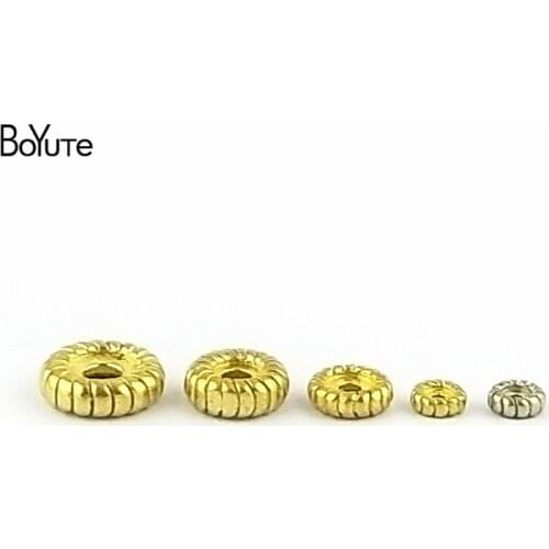 BoYuTe (10 Pieces/Lot) Beads 5MM 8MM 10MM 12MM Metal Brass Spacer Buddha Beads Diy Jewelry Accessories Beads