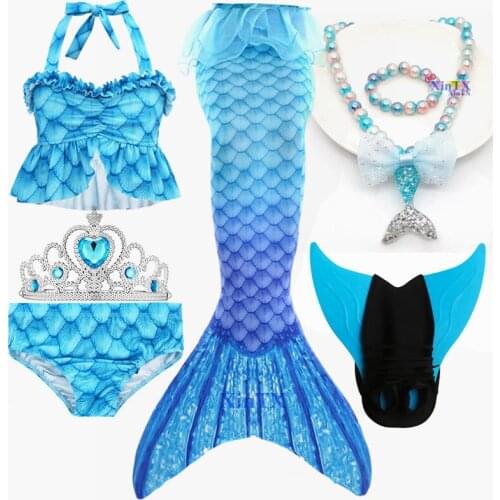 Kids Swimming Mermaid Tails for Girls Bikini Bathing Suit Dress Children Swimsuit can add Monofin Fin Fantasy Beach Bikini