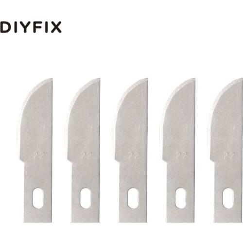 DIYFIX 5pcs 22# Precision Steel Knife Blades Set for Wood Carving Engraving Craft Knife Cutting Tool