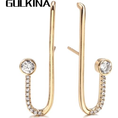 Gulkina Hot Natural Zircon Long Earrings for Women 585 Rose Gold Geometry Dangle Earrings Fashion Wedding Jewelry 2021 New