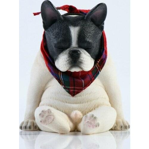 JXK JXK045A 1/6 Scale French Bulldog Decadent Black and White Pet Dog Collectible Animal Models Gifts Toys In Stock