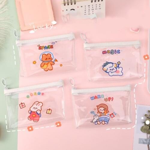 Girl Boy Student Cute Mini Transparent Small Wallet Coin Purses Bag Handbag Cosmetics Storage Pouch
