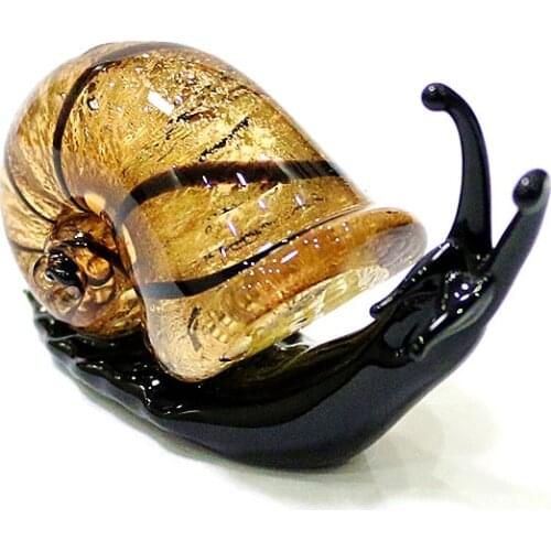 Murano Glass Snail Mini Figurines Silver Foil Craft Ornaments Cute Animal Collection Home Garden Decor Festival Gifts For Kids