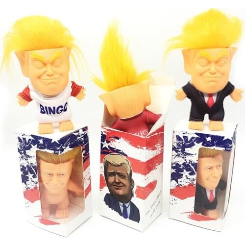 10Pcs mini Cute Simulation Donald Trump Figurine Doll With Without Clothes Trump Hand-made Ornaments Toys Decoration with Box