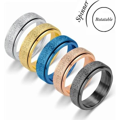 Fashion Stainless Steel Spinner Ring anxiety sensory for Men Women Rotate freely Stress releif fidget ring Punk Couple Jewelry