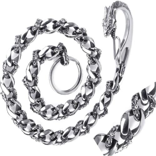 316L Stainless Steel Mens Biker Belts Vintage Dragon Head Clasp Wallet Key Chains Hip Hop Trousers Jeans Chains Chains for Pants