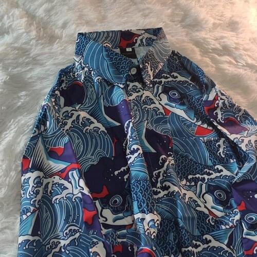 Long Sleeve Printing Cardigan for Men Samurai Vintage Shirt Japanese Traditional Style Improved Kimono Harajuku Casual Haori