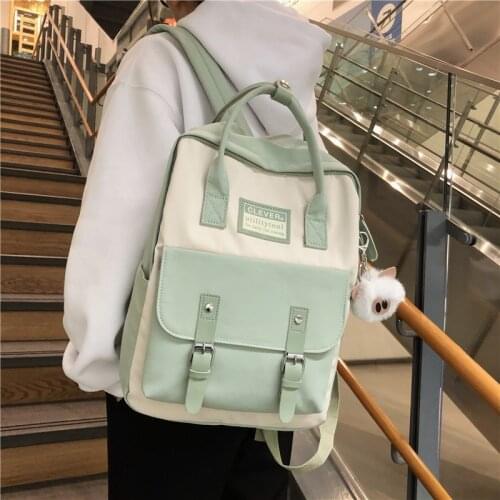 Women Nylon Backpack Candy Color Waterproof School Bags for Teenagers Girls Patchwork Backpack Female Rucksack Mochila Laptop
