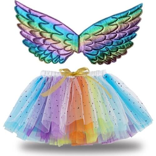 Kids Girls Halloween Party Dance Ballet Toddler Baby Costume Tulle Skirt+Wing Sets baby girl clothes Newborn Outfits 2021