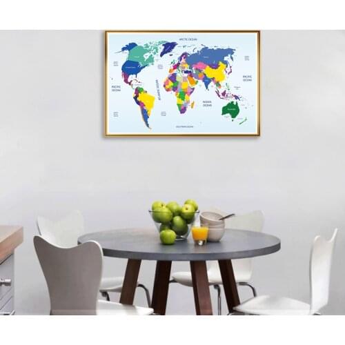 59*42cm The World Political Map Retro Wall Art Poster Decorative Canvas Painting Travel School Supplies Living Room Home Decor