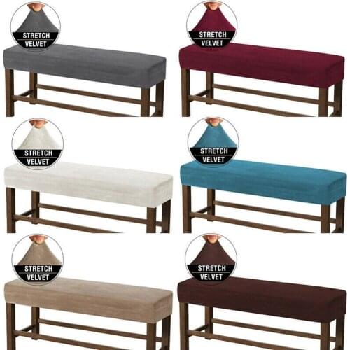 Rectangle High Stretch Thick Corn Fleece Bench Chair Cover Non Slip Removable Washable Slipcover Dining Bench Covers