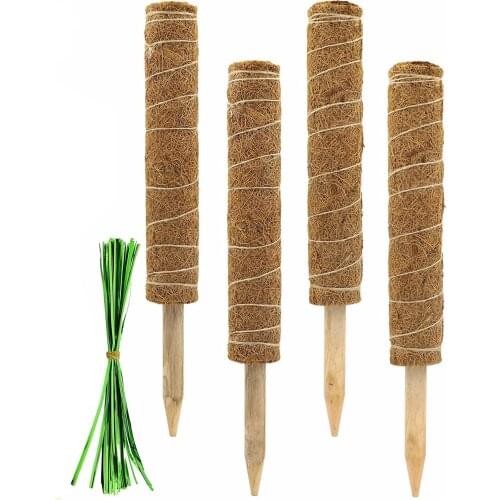 Top selling 4Pcs Plant Support Moss Pole Plant Climbing Rod Coir Moss Stick Plants Extension Support Sticks+100Pcs Cable Tie