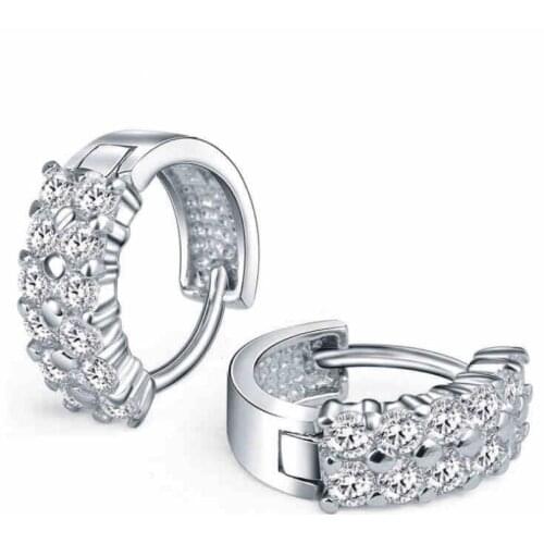 Bright Crystal Hoop Earrings Female Jewelry Top Quality Silver Plated Earring Women Lady Party Accessories Girl Christmas