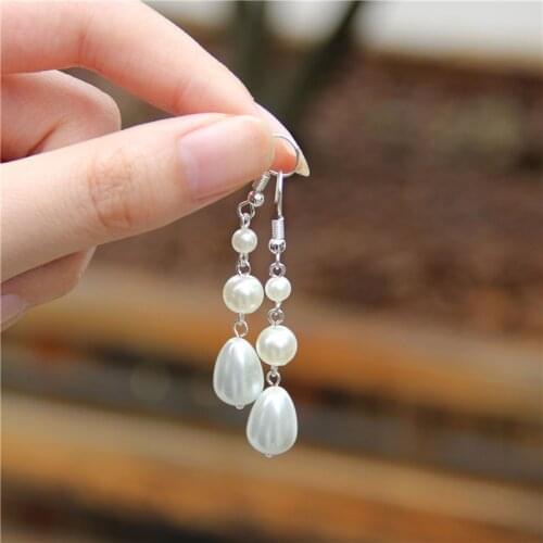 Fashion Irregular Geometrical Pearl Drop Earring for Girls Korean White Pearl Flower Earrings Long Earrings Jewelry Gifts
