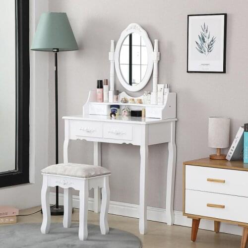 Nordic Elegant Dressing Table With Stool Multi-purpose Cosmetic Jewelry Organize Drawers Bedside Table Bedroom Dresser HWC
