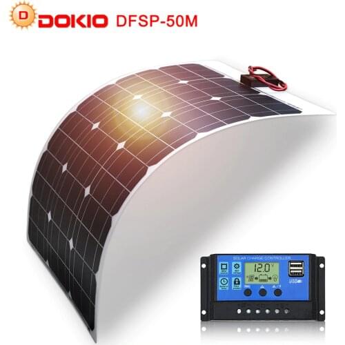 DOKIO Brand Solar Battery 50W Flexible Solar Panel 50W 12V 24v Controller +10A Solar System Kits for Fishing Boat Camping/car