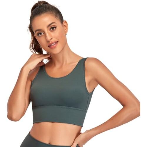 GYMQUASAR Second Skin Push Up Gym Fitness Bras Crop Tops Women Plain Soft Breathable Nylon High Waist Yoga Workout Sports Bra