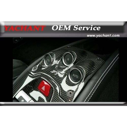 Car-Styling Dry Carbon Fiber Center Console Trim Fit For 10-14 F458 Italia Coupe & Spider Center Console F1 Plate Replacement