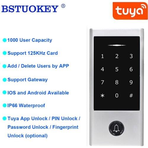 Bluetooth Touch Keypad Door Access Controller 1000 Users 125khz ID Key Password Fingerprint Reader Phone App Door Access Control