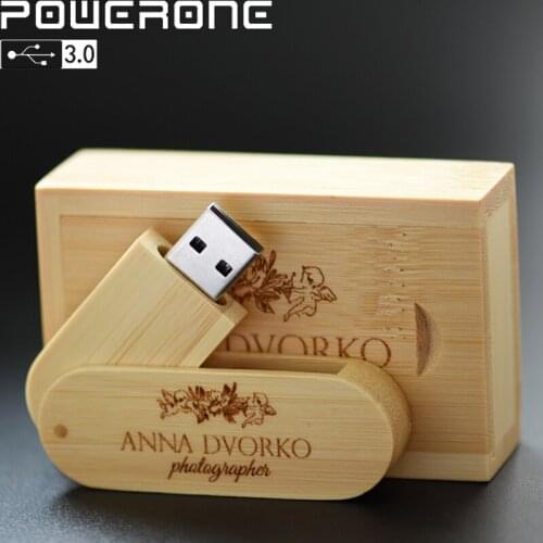 POWERONE Usb Flash Drive USB3.0 Wooden Box Pendrive 4GB 16GB 32GB 64GB 128GB Free Custom Logo Creative Gifts Wholesale U Disk