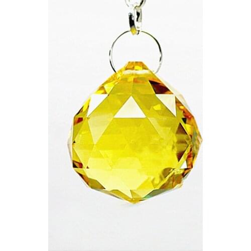 Top quality 10PCS/lot Sparkle Golden Color 30mm crystal faceted balls glass chandelier pendants,Crystal lamp Parts(Free rings)
