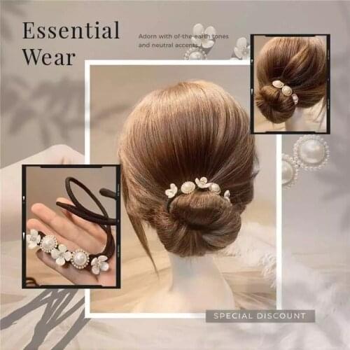Temperament Flower Hairpin Handmade Pearls Women Hair Clips Pin Flower Barrettes Headwear Lazy Hair Curler Tool Hair Accessories