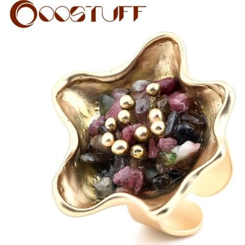 Resizable Rings Body Jewelry For Women Fashion Statement Plant Coral Stone Gold Silver Color Flower Accessories Decoration 2021