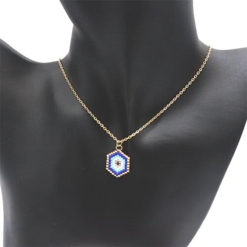 ZHONGVI Bohemian Vintage Turkish Evil Eye Pendant Necklace Fashion Blue Clavicle Chain Statement Long Necklace Women Jewelry