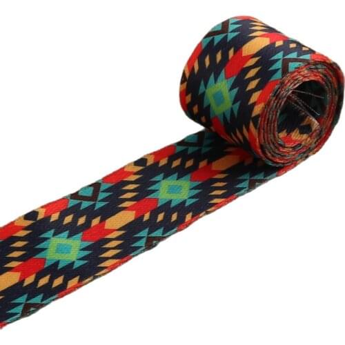 1.5" Webbing Yellow Green Webbing Soft Ethnic Webbing Purse Strap Purse Bag Geometric Pattern Webbing Bag Belt Woven Belt-38mm