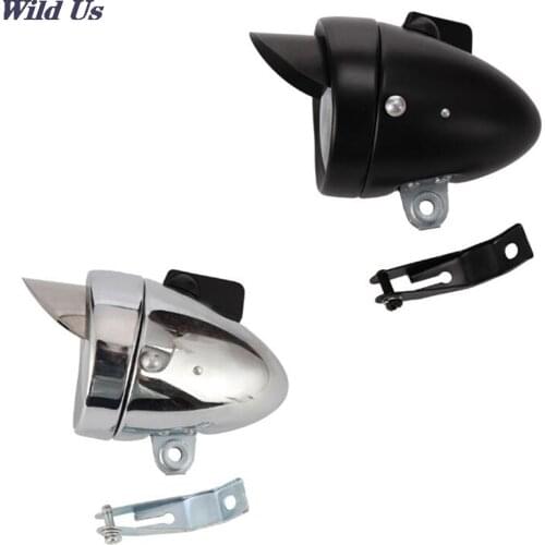 14 * 8cm White Bike Light Bicycle Head Retro Front Fog Lamp Led Cycling Equipment Black/Silver 1 Pcs
