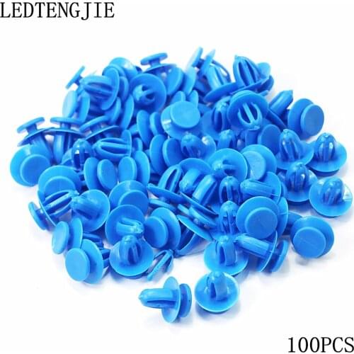 100Pcs New blue Plastic Rivet Fastener Car Styling Bumper Fender Push Type Fascia Retainer Car Clips Part Car floor
