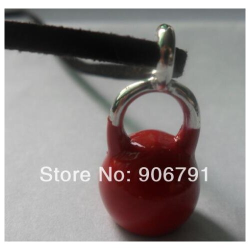 100pcs a lot Good Quality Zinc Alloy antique silver Plated red kettle bell charms pendant for gift