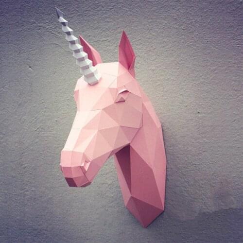 3D Paper Model diy unicorn party wall art papercraft animal toys home decoration Puzzles Eductional toys birthday gift for kids