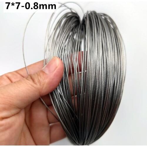 50M/100M 0.8mm Diameter 7X7 Construction 304 Stainless steel Wire rope Alambre Softer Fishing Lifting Cable