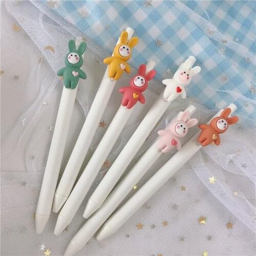 0.5mm 6 PCS Cartoon Kawaii Cute rabbit Creative School Office Korean Stationery Sweet Pretty Lovely Funny Gel Pen