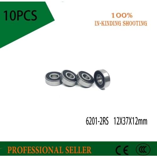 6201-2RS 12x32x10 mmBearing ABEC-5 (10PCS) Deep Groove 6201-RS Ball Bearings 6201RZ 180201 RZ RS 6201 2RS EMQ Quality